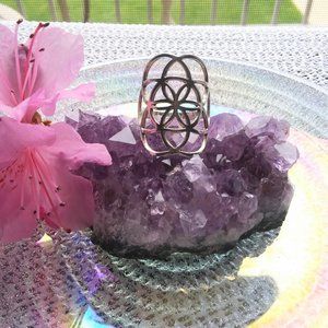 ✨🌸Seed of Life🌸✨ Sacred Geometry Boho Gypsy Goddesss Ring Sterling Silver Sz 9